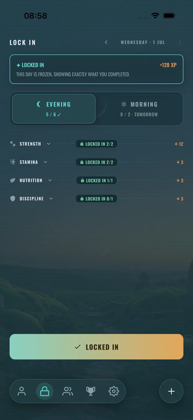 The Lock In screen in Rune